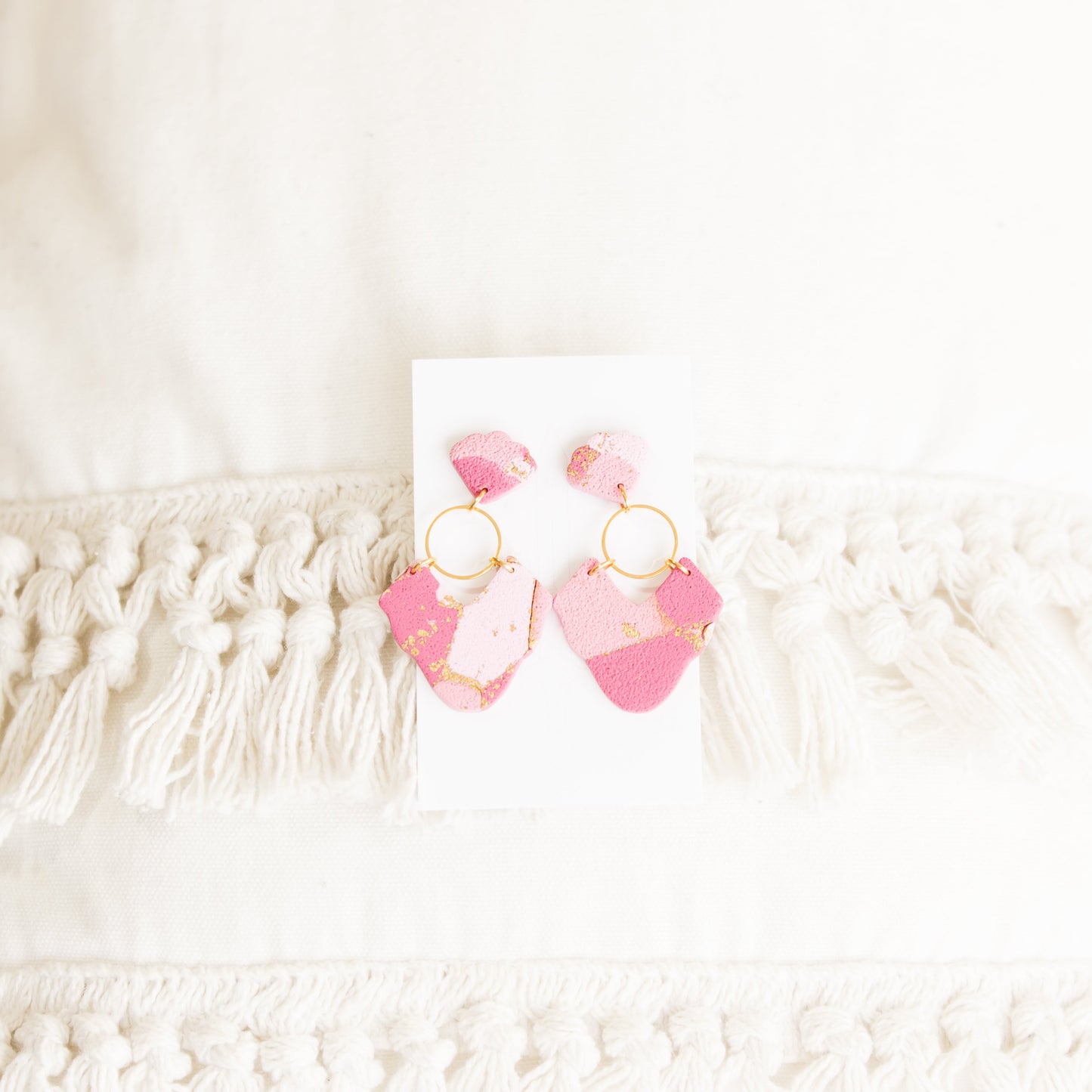 Pink Textured Statement Dangle Earrings - Claymore NZ - Earrings