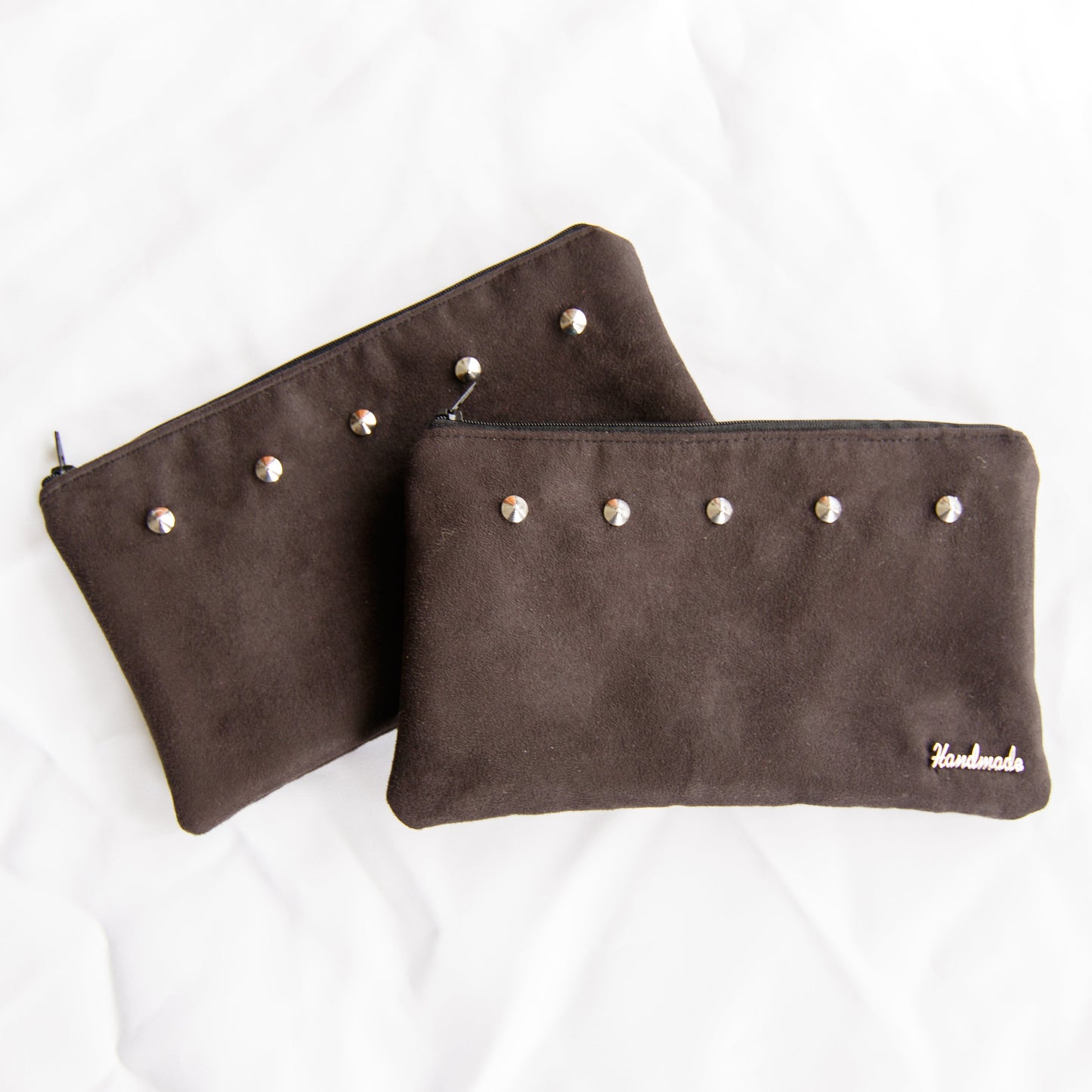 Studded Brown Suede Clutch Purse - Claymore NZ - Handbags