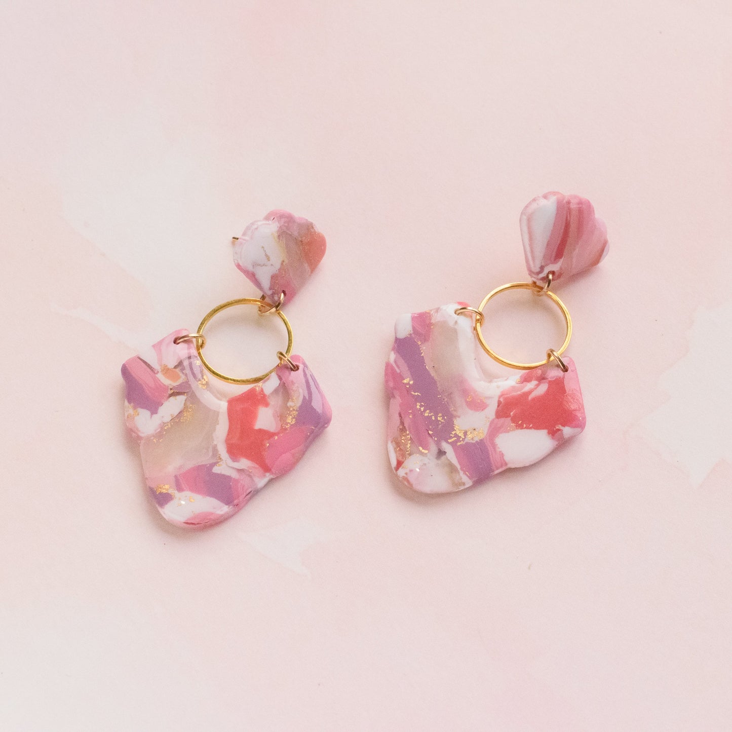 Barbie Pink Marble Statement Earrings - Claymore NZ - Earrings