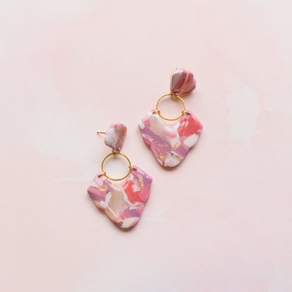 Barbie Pink Marble Statement Earrings - Claymore NZ-Earrings