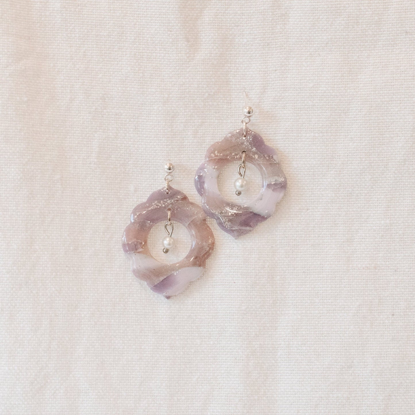 Dusty Lavender Marble Framed Earrings - Claymore NZ - Earrings