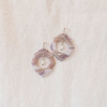 Dusty Lavender Marble Framed Earrings - Claymore NZ - Earrings