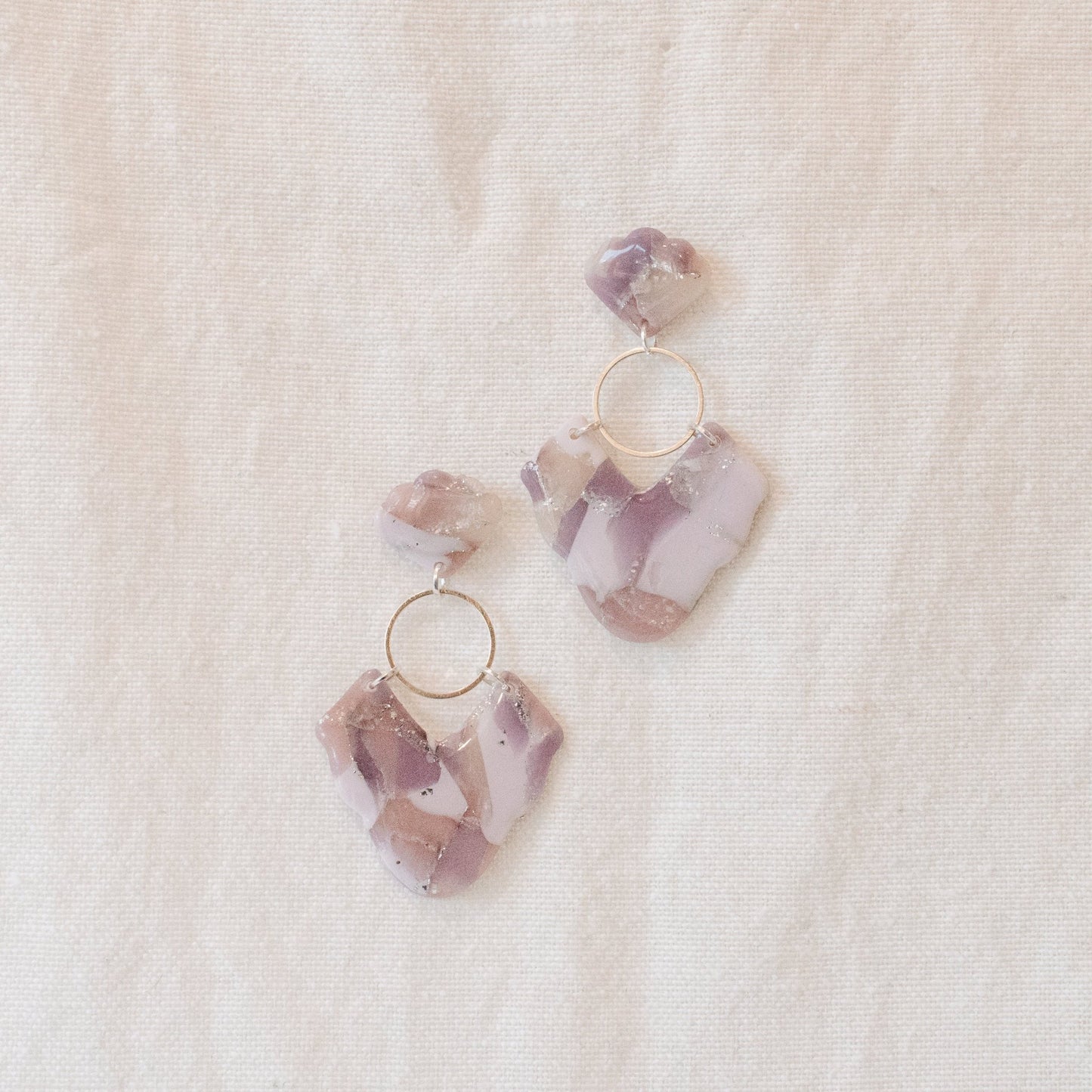 Dusty Lavender Marble Statement Earrings - Claymore NZ - Earrings