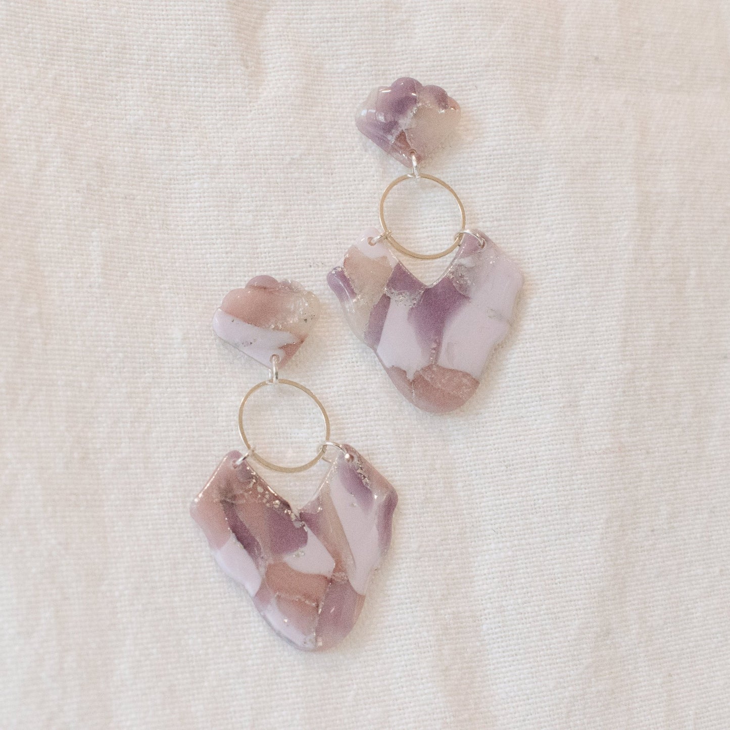 Dusty Lavender Marble Statement Earrings - Claymore NZ - Earrings