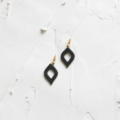 Black Embossed Cutout Earrings - Claymore NZ-Earrings