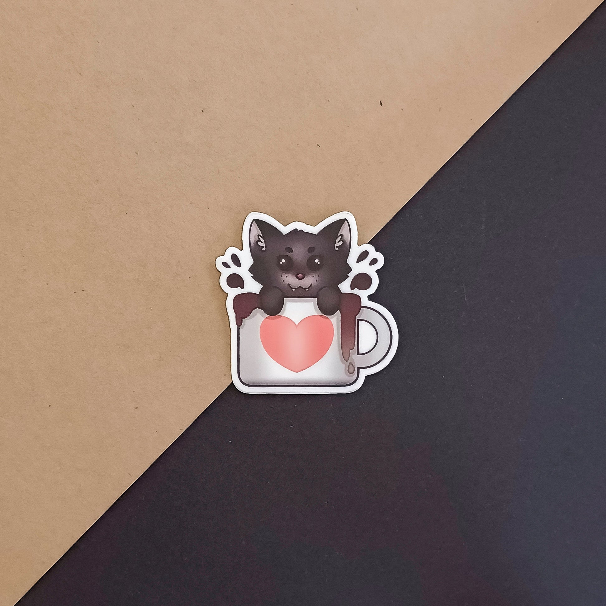 Kitten in a Cup Vinyl Sticker - Claymore NZ -