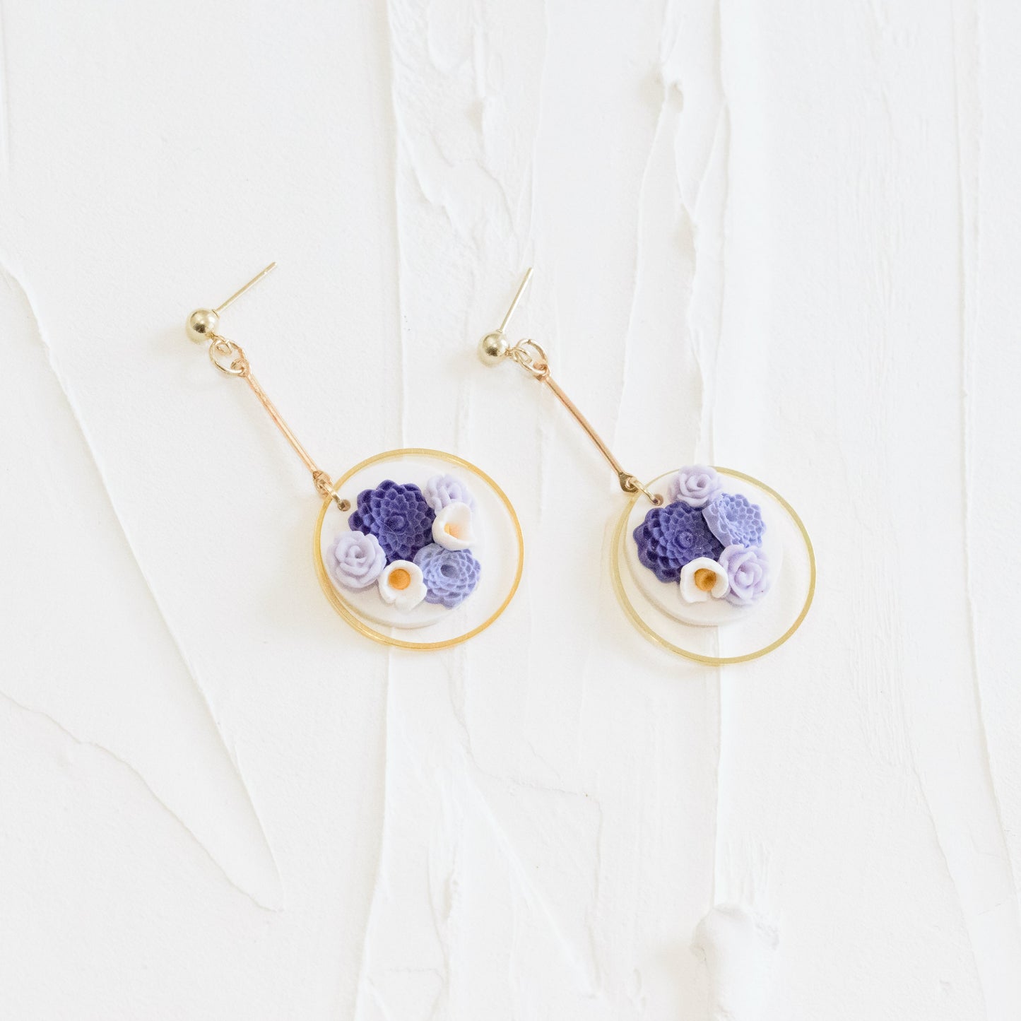 Lavender Floral Earring Dangles - Claymore NZ-Earrings
