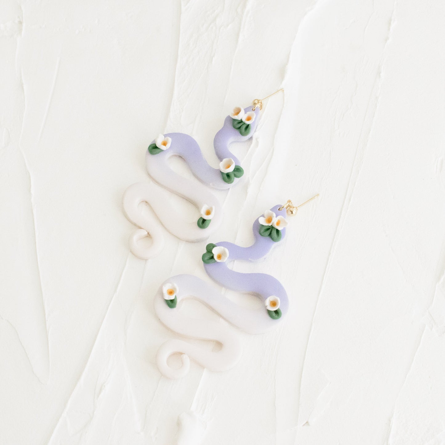 Lavender Floral Snake Earrings - Claymore NZ-Earrings