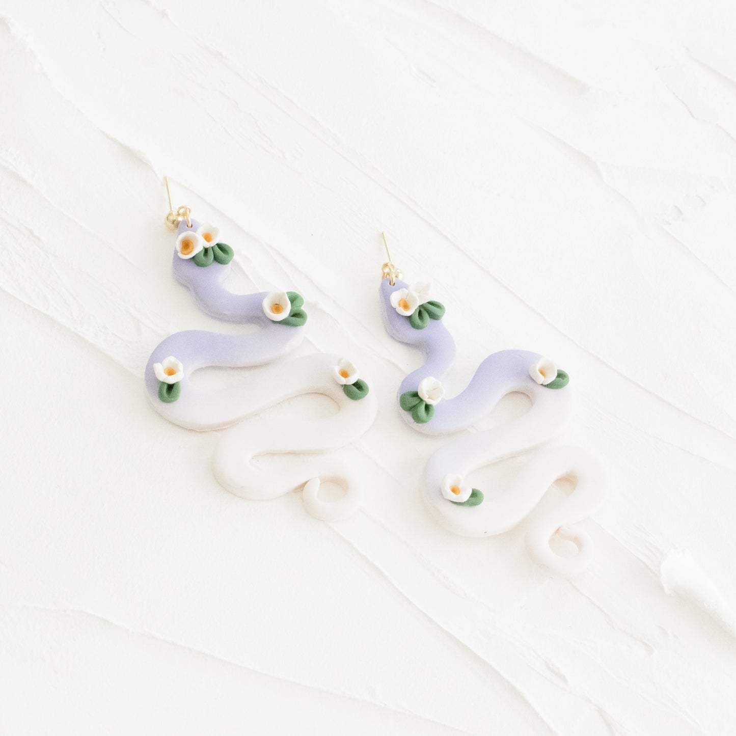 Lavender Floral Snake Earrings - Claymore NZ-Earrings