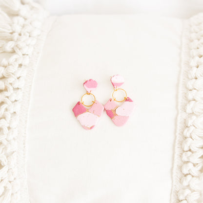 Pink Textured Statement Dangle Earrings - Claymore NZ-Earrings