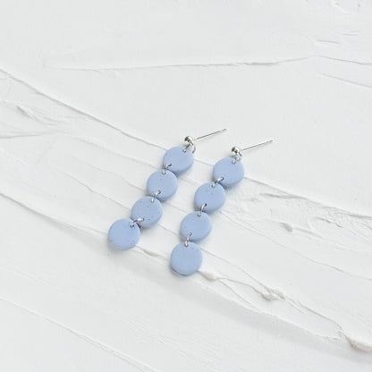 Mini Tiered Glittery Pale Blue Earrings - Claymore NZ-Earrings