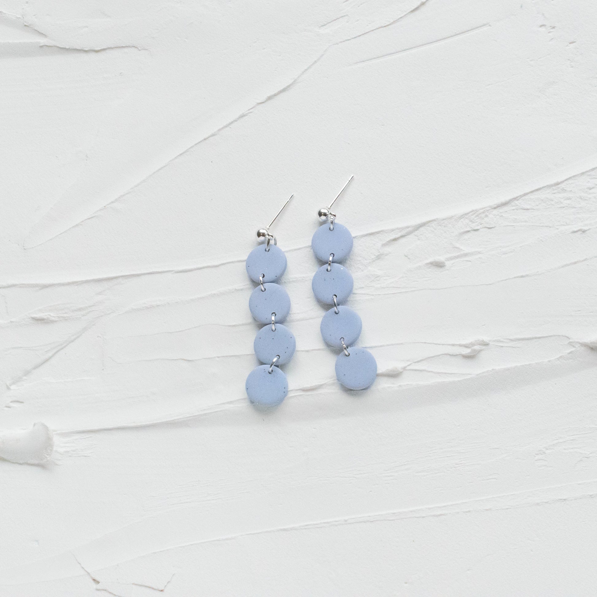 Mini Tiered Glittery Pale Blue Earrings - Claymore NZ-Earrings