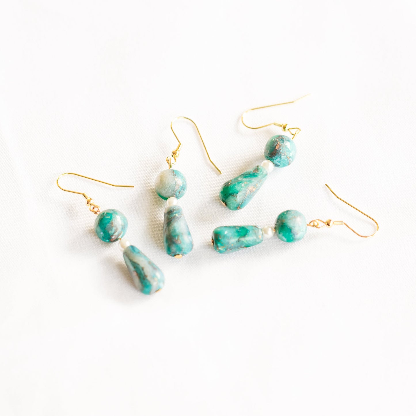 Emerald Marble Bead Earrings - Claymore NZ-Earrings