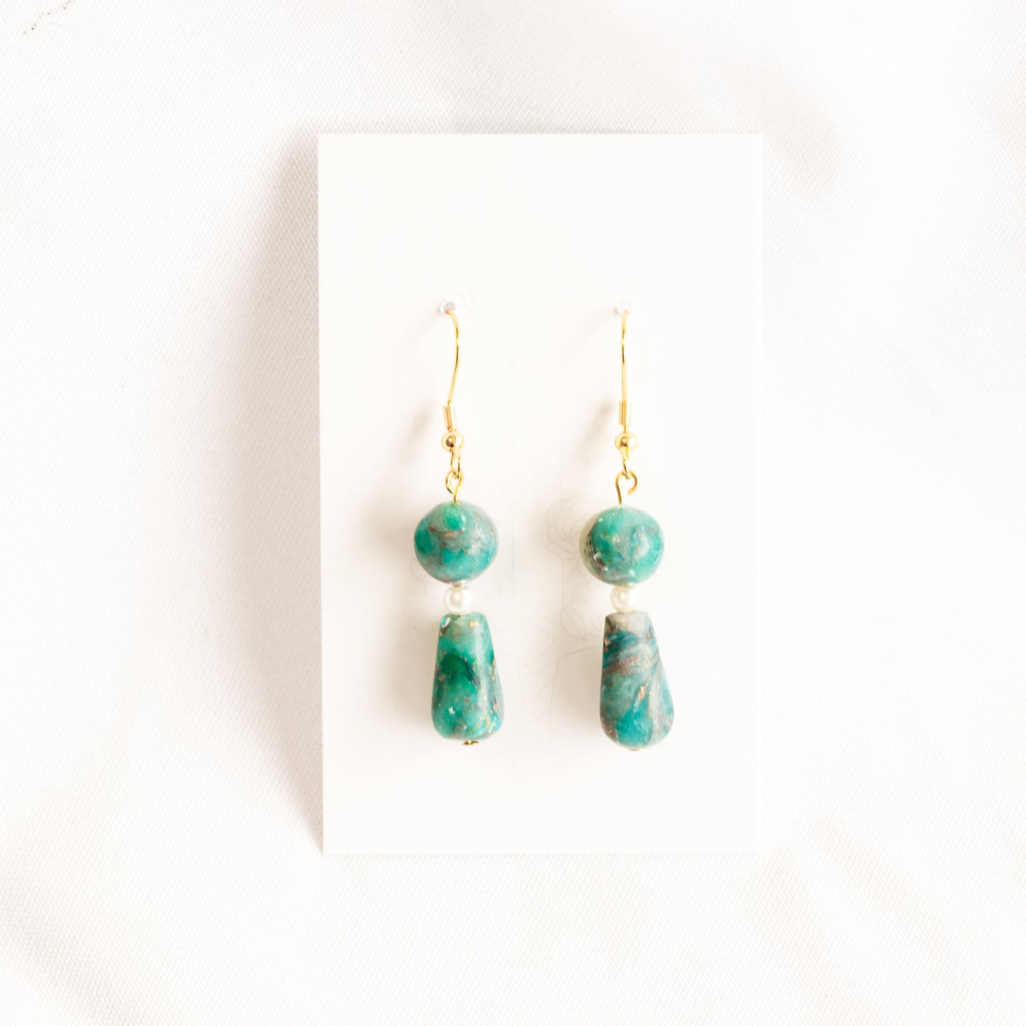 Emerald Marble Bead Earrings - Claymore NZ-Earrings