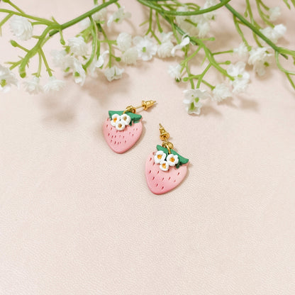 Pastel Strawberry Floral Earrings - Claymore NZ - Earrings
