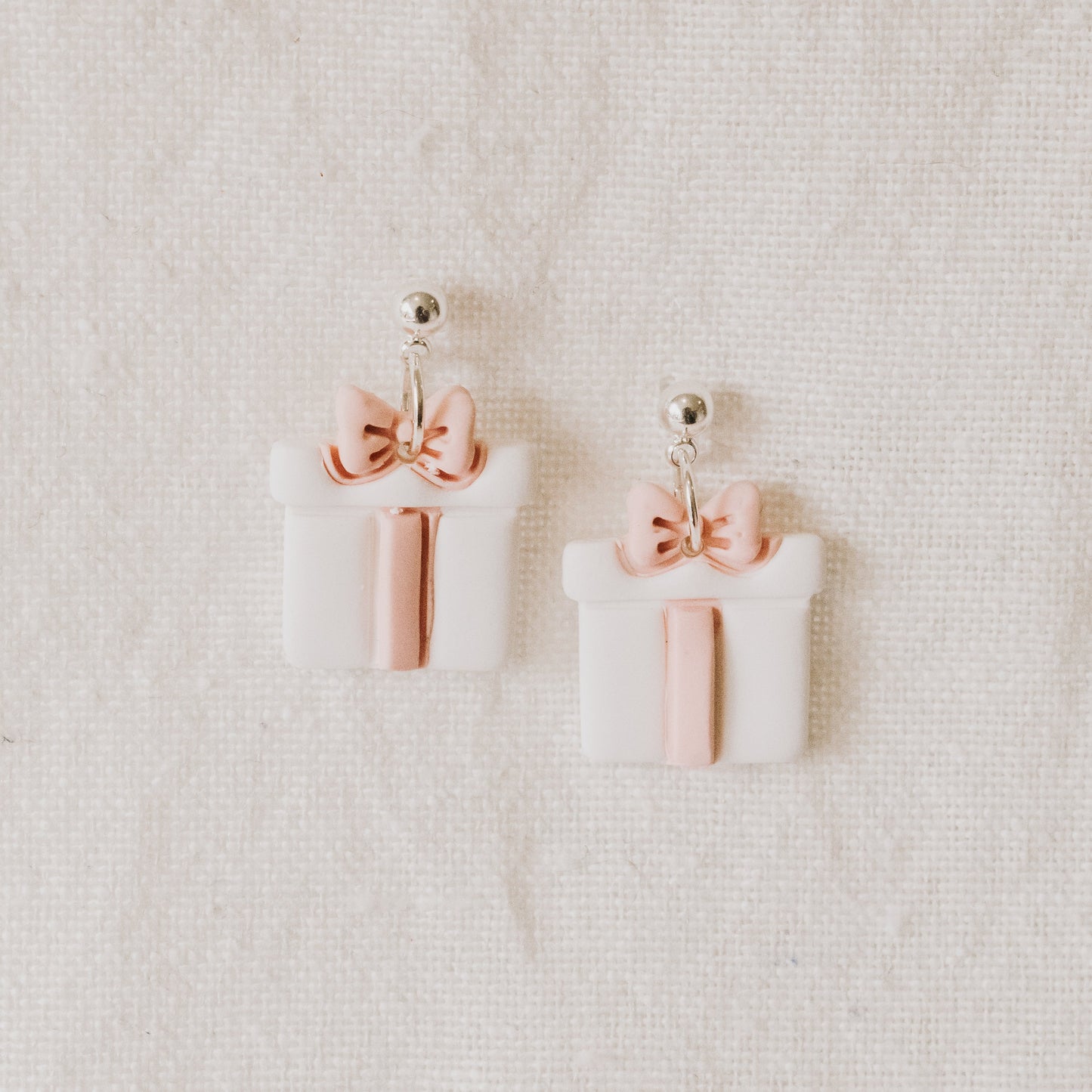 Soft Pink Christmas Present Box Earrings - Claymore NZ-Earrings