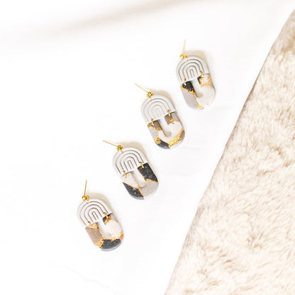 Modern Neutral Textured Arch Earrings - Claymore NZ-Earrings