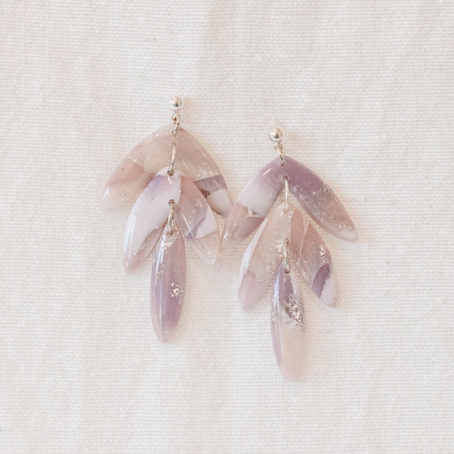 Tiered Dusty Lavender Marble Dangles - Claymore NZ - Earrings