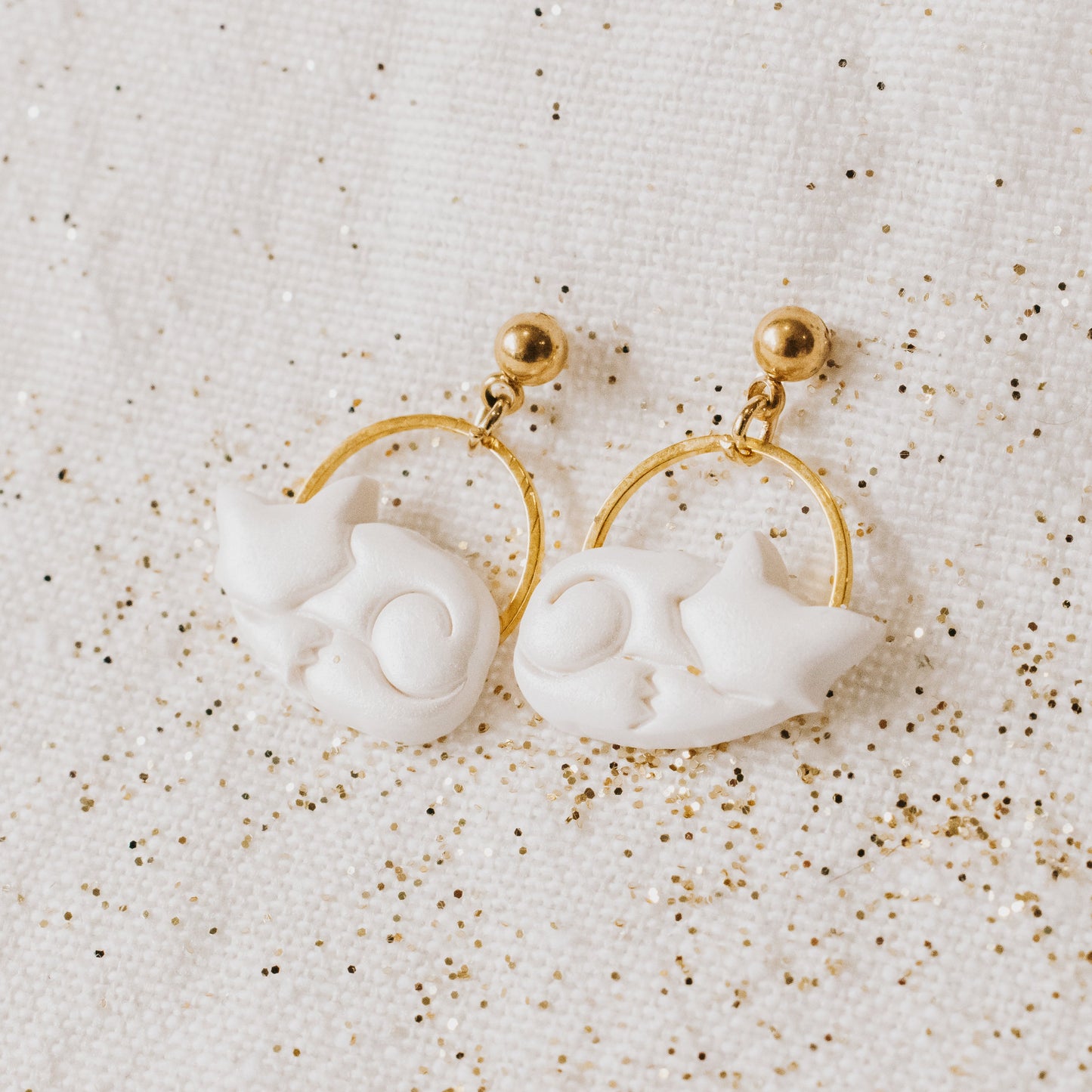 Tiny Sleeping Fox Earrings - Claymore NZ-Earrings